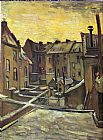 Famous Houses Paintings - Backyards of Old Houses in Antwerp in the Snow